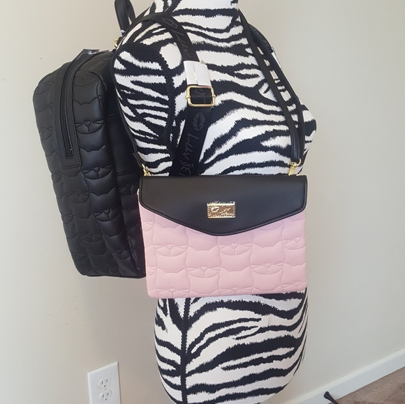 Betsey Johnson Backpack Kitty Black Pink NWOT - Picture 2 of 8
